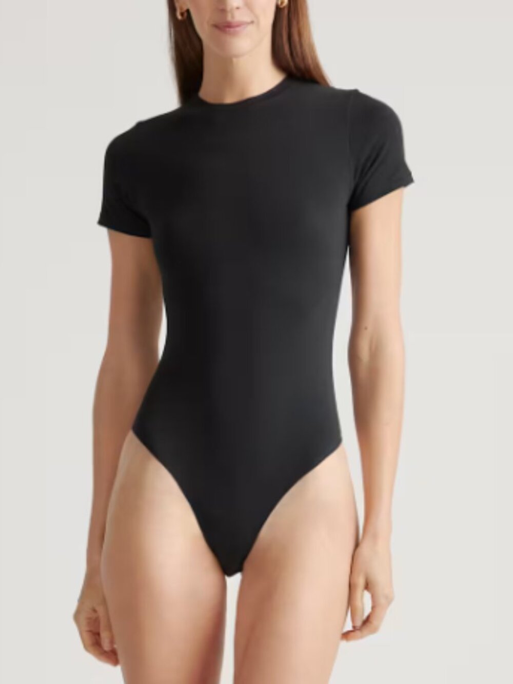 Quince Stretch Cotton Jersey Short Sleeve Bodysuit Black XL NWT